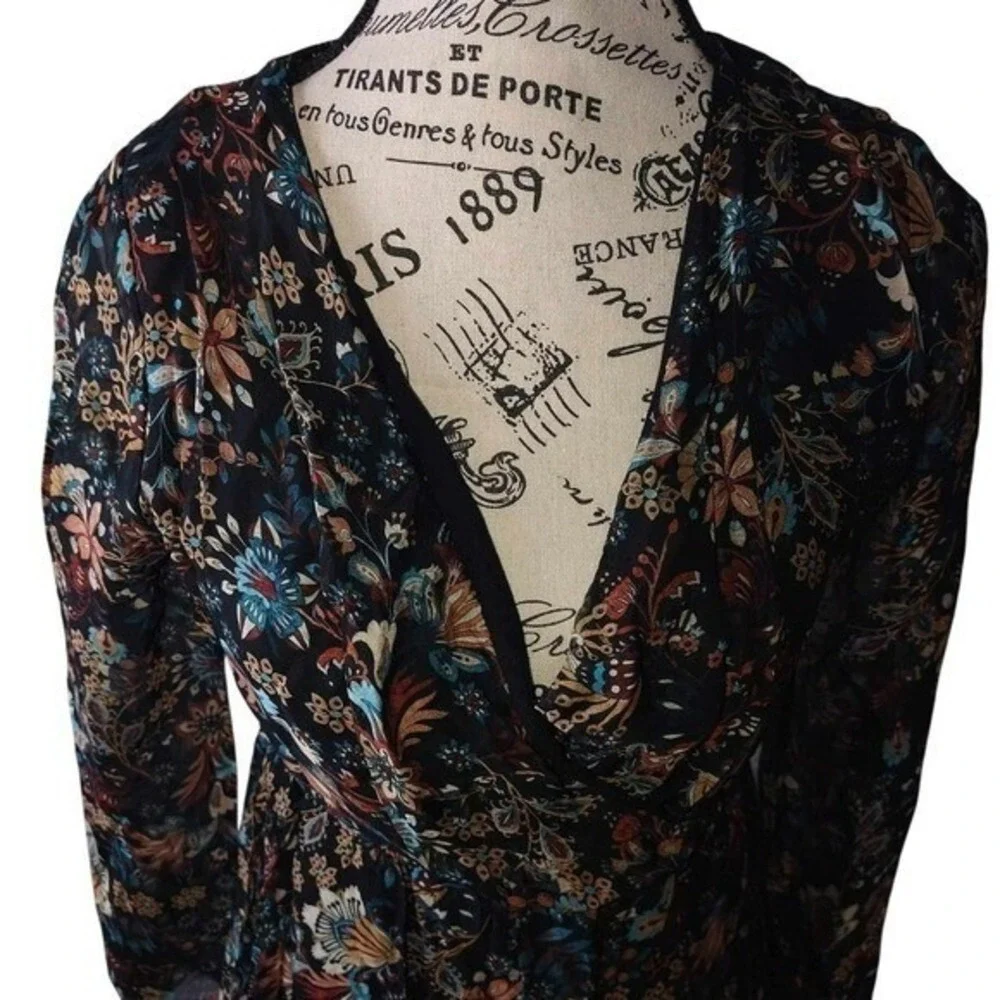 Elena Baldi Womens‎ XS Black Multicolor Dress Fairy Grunge Artsy Unique Elegant